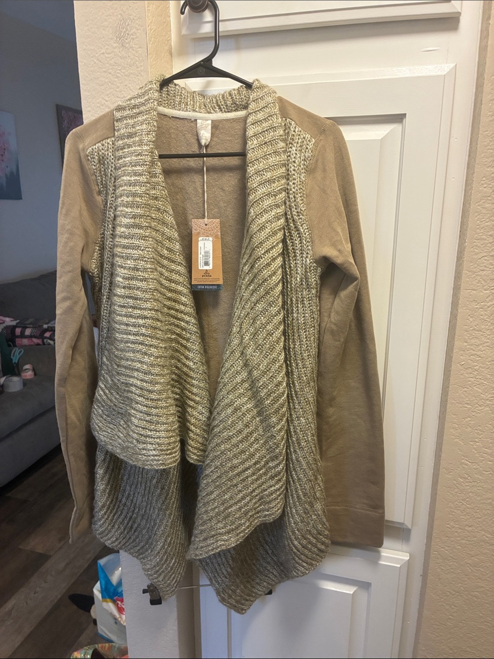 Prana Dark Khaki organic cotton and wool blend demure cardigan NWT - Picture 4 of 15
